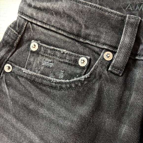 American Eagle Super High-Rise Ankle Straight Jeans, Black Distressed - Picture 4 of 6